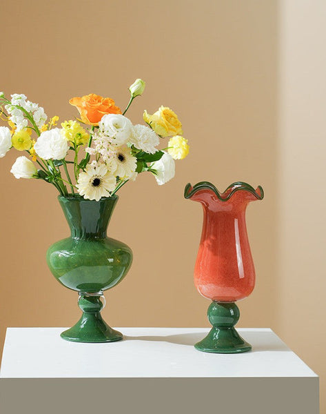 Contemporary Vase for Modern Home Decor, Unique Modern Glass Vase, Modern Glass Flower Vases, Handmade Liuli Vases, Centerpiece Vases on Table-Art Painting Canvas