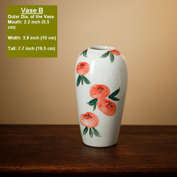 Porcelain Flower Vases, Handmade Water Holding Flower Vases, Modern Flower Vase Centerpiece on Table, Ceramic Bouquet Vases-Art Painting Canvas