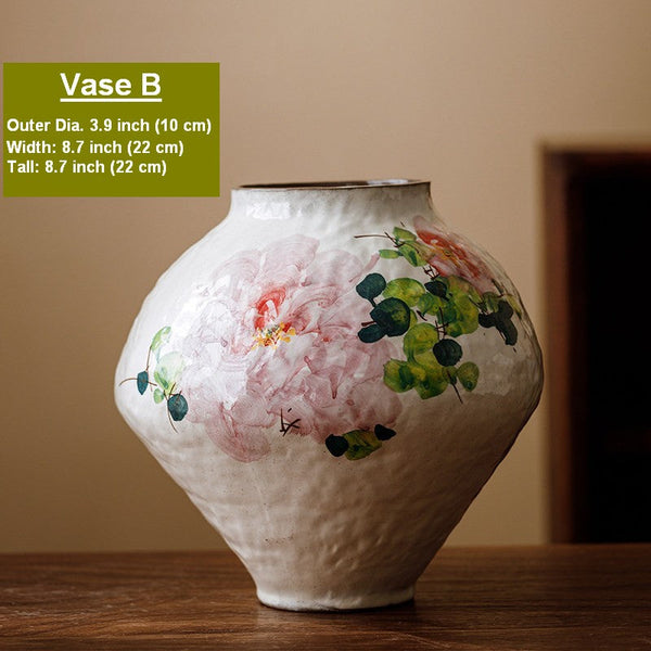 Flower Vases on Table, Handmade Water Holding Flower Vases, Centerpiece on Dining Table, Modern Porcelain Flower Vases, Ceramic Bouquet Vases-Art Painting Canvas