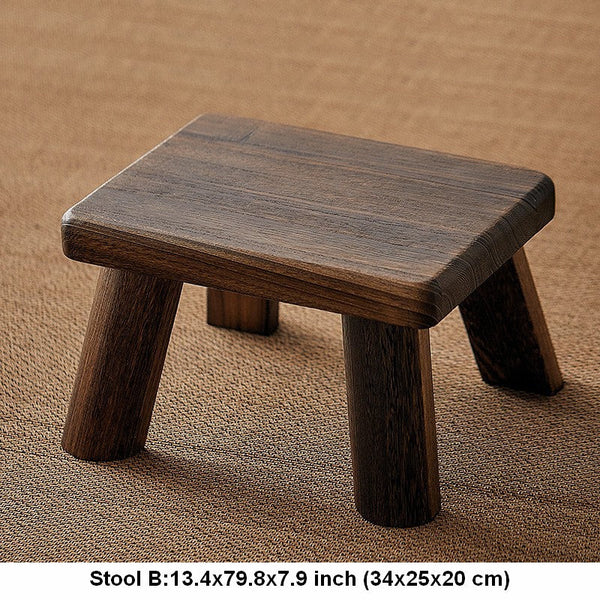 Dining Table Stool, Shoe-changing Stool, Solid Wood low Stool, Paulownia Wood Stool, Children's Wooden Stool, Sofa Stool-Art Painting Canvas