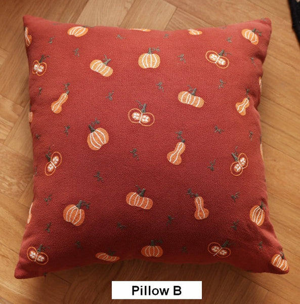 Decorative Pillows for Couch, Farmhouse Sofa Decorative Pillows, Wheat Stalk Pumpkin Decorative Throw Pillows, Embroider Cotton Pillow Covers-Art Painting Canvas