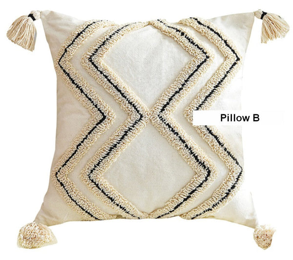 Beige Decorative Throw Pillows, Geometric Square Modern Throw Pillows for Couch, Contemporary Throw Pillow for Interior Design-Art Painting Canvas
