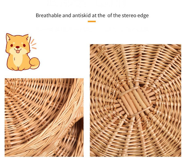 Large Cat House Basket with Washable Cushion for Indoor Cats and Dogs, Triple-Layer Cat Bed-Art Painting Canvas