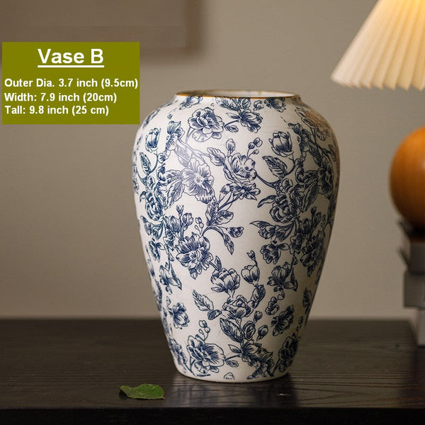 Porcelain Flower Vases, Modern Ceramic Bouquet Vases, Centerpiece on Dining Table, Flower Vase on Table, Handmade Water Holding Flower Vases-Art Painting Canvas