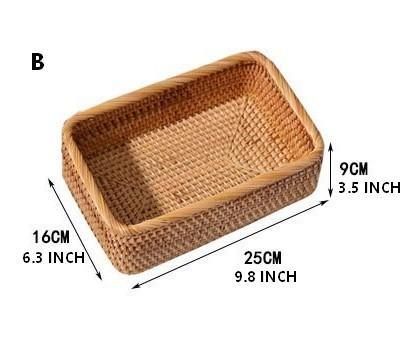 Woven Rectangular Basket for Shelves, Rattan Storage Basket, Storage Baskets for Bathroom, Woven Baskets for Living Room-Art Painting Canvas