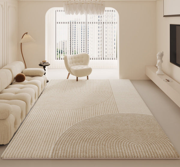 Cream Color Modern Rugs for Living Room, Soft Modern Rug for Bedroom, Geometric Contemporary Rugs for Dining Room, Modern Rugs for Sale-Art Painting Canvas