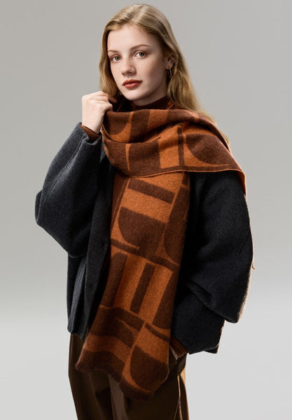 Casual Scarf for Women, Modern Wool Scarf for Women, Fashion Designer Scarf, Cold Weather Scarf, Winter Scarf, Soft Cashmere Scarf for Women-Art Painting Canvas