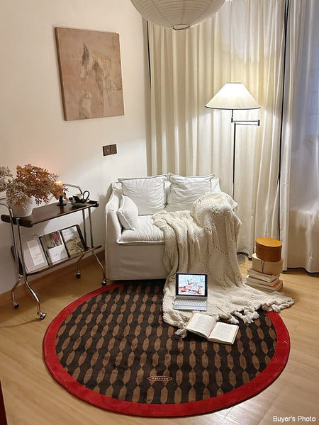 Geometric Modern Rugs for Living Room, Mid Century Circular Rugs for Bedroom, Abstract Contemporary Round Rugs under Chairs, Modern Rugs for Dining Room-Art Painting Canvas