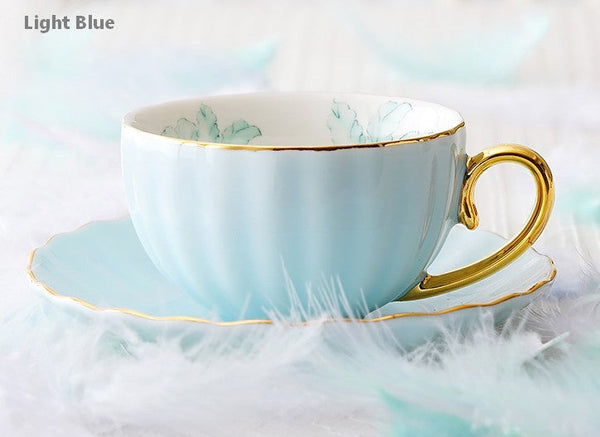 Beautiful British Tea Cups, Unique Afternoon Tea Cups and Saucers, Elegant Ceramic Coffee Cups, Royal Bone China Porcelain Tea Cup Set-Art Painting Canvas