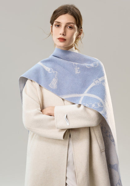 Elegant Designer Scarf, Holiday Women Scarf, Christmas Gifts for Her, Modern Wool Scarf, Warm Winter Scarf, Cold Weather Scarf, Blue Fashion Scarf, Soft Cashmere Scarf for Girls-Art Painting Canvas