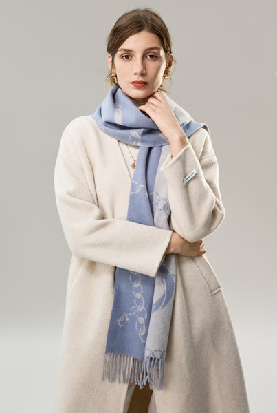 Elegant Designer Scarf, Holiday Women Scarf, Christmas Gifts for Her, Modern Wool Scarf, Warm Winter Scarf, Cold Weather Scarf, Blue Fashion Scarf, Soft Cashmere Scarf for Girls-Art Painting Canvas