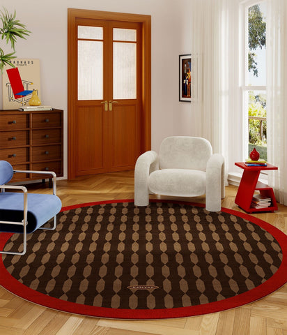 Geometric Modern Rugs for Living Room, Mid Century Circular Rugs for Bedroom, Abstract Contemporary Round Rugs under Chairs, Modern Rugs for Dining Room-Art Painting Canvas