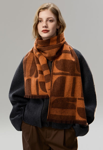 Casual Scarf for Women, Modern Wool Scarf for Women, Fashion Designer Scarf, Cold Weather Scarf, Winter Scarf, Soft Cashmere Scarf for Women-Art Painting Canvas