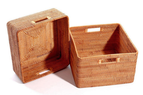 Storage Baskets for Kitchen, Woven Rattan Rectangular Storage Baskets, Wicker Storage Basket for Clothes, Storage Baskets for Bathroom, Storage Baskets for Toys-Art Painting Canvas