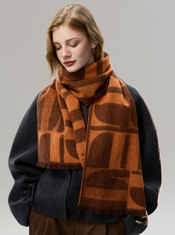 Casual Scarf for Women, Modern Wool Scarf for Women, Fashion Designer Scarf, Cold Weather Scarf, Winter Scarf, Soft Cashmere Scarf for Women-Art Painting Canvas