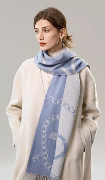 Elegant Designer Scarf, Holiday Women Scarf, Christmas Gifts for Her, Modern Wool Scarf, Warm Winter Scarf, Cold Weather Scarf, Blue Fashion Scarf, Soft Cashmere Scarf for Girls-Art Painting Canvas