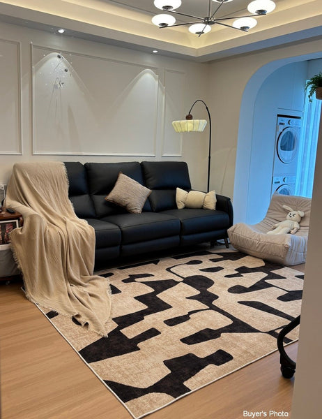 Large Modern Rugs for Living Room, Modern Rugs under Dining Room Table, Contemporary Abstract Rugs Next to Bed, Geometric Modern Carpets for Office-Art Painting Canvas