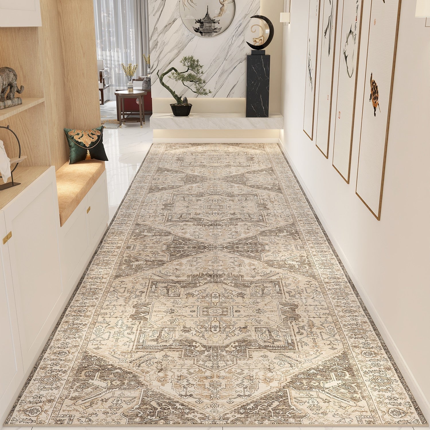Washable Entryway Runner Rug Ideas, Bedside Runner Rugs, Non Slip Entrance Runner Rugs, Traditional Morocco Long Narrow Runner Rugs, Extra Long Hallway Runners