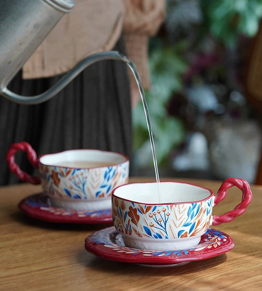 Porcelain Tea Cup Set, Ceramic Coffee Cup Set, Tea Cup With Saucer, Coffee Cup With Saucer, British Afternoon Tea Set, Gift Box Tea Set-Art Painting Canvas