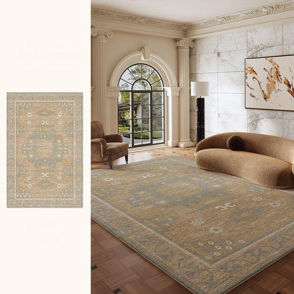 Vintage Soft Turkish Rug for Living Room, Large Modern Rugs under Dining Room Table, Contemporary Abstract Rugs Next to Bed, Geometric Modern Carpets for Office-Art Painting Canvas