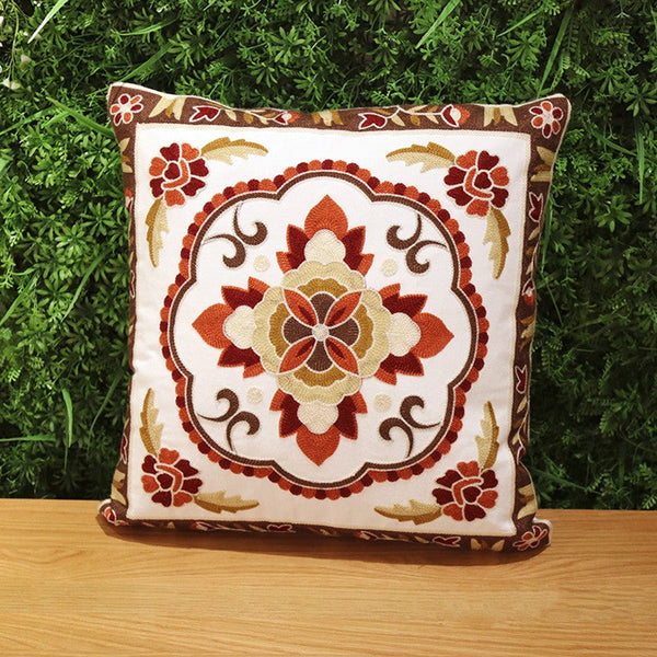 Cotton Flower Decorative Pillows, Sofa Decorative Pillows, Embroider Flower Cotton Pillow Covers, Farmhouse Decorative Throw Pillows for Couch-Art Painting Canvas