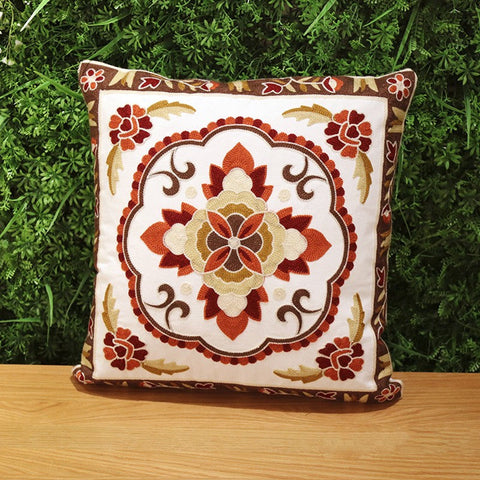 Cotton Flower Decorative Pillows, Sofa Decorative Pillows, Embroider Flower Cotton Pillow Covers, Farmhouse Decorative Throw Pillows for Couch-Art Painting Canvas