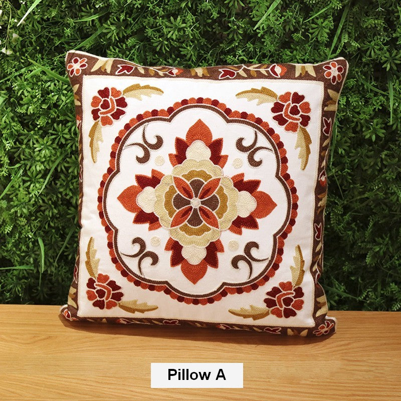 Cotton Flower Decorative Pillows, Sofa Decorative Pillows, Embroider Flower Cotton Pillow Covers, Farmhouse Decorative Throw Pillows for Couch-Art Painting Canvas