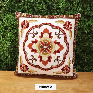 Cotton Flower Decorative Pillows, Sofa Decorative Pillows, Embroider Flower Cotton Pillow Covers, Farmhouse Decorative Throw Pillows for Couch-Art Painting Canvas