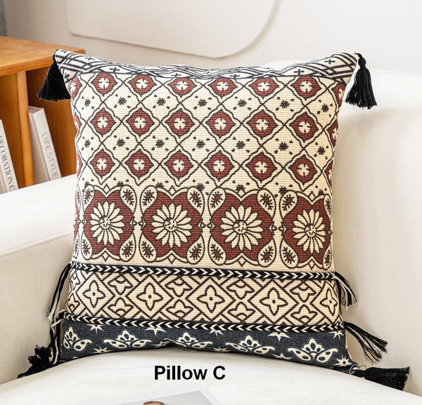 Decorative Throw Pillows for Living Room, Bohemian Decorative Sofa Pillows, Geometric Modern Pillows, Oriental Square Pillows for Couch-Art Painting Canvas