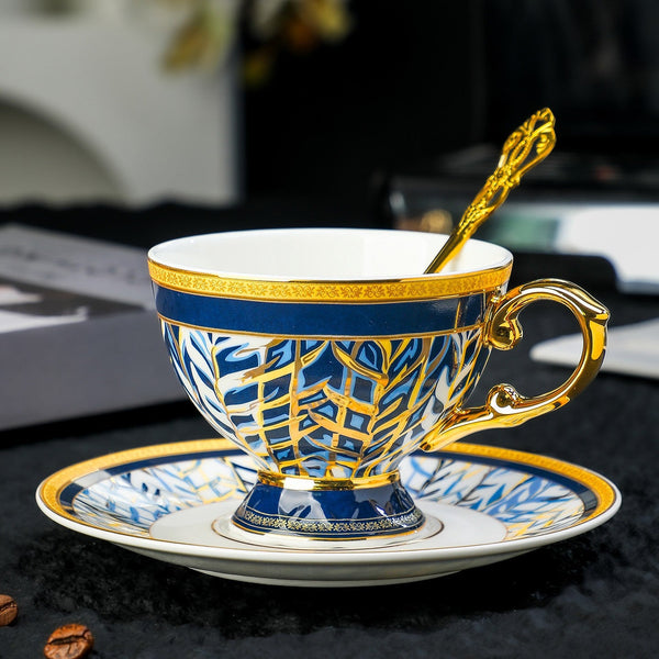 Porcelain Tea Cup and Saucer Set, British Royal Tea Cup and Saucer in Gift Box, 8 Ounce Ceramic Coffee Cups, British Tea Cup set-Art Painting Canvas