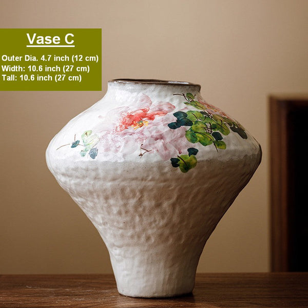 Flower Vases on Table, Handmade Water Holding Flower Vases, Centerpiece on Dining Table, Modern Porcelain Flower Vases, Ceramic Bouquet Vases-Art Painting Canvas