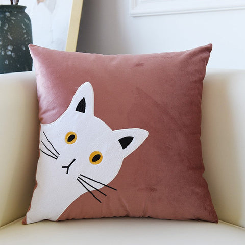 Decorative Throw Pillows, Modern Sofa Decorative Pillows, Lovely Cat Pillow Covers for Kid's Room, Cat Decorative Throw Pillows for Couch-Art Painting Canvas