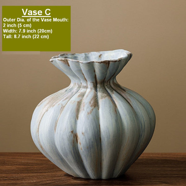 Handmade Water Holding Flower Vases, Porcelain Flower Vases, Modern Flower Vase Centerpiece on Table, Ceramic Bouquet Vases-Art Painting Canvas