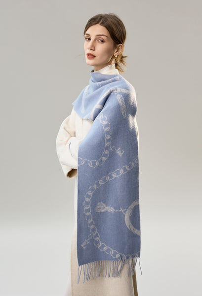 Elegant Designer Scarf, Holiday Women Scarf, Christmas Gifts for Her, Modern Wool Scarf, Warm Winter Scarf, Cold Weather Scarf, Blue Fashion Scarf, Soft Cashmere Scarf for Girls-Art Painting Canvas