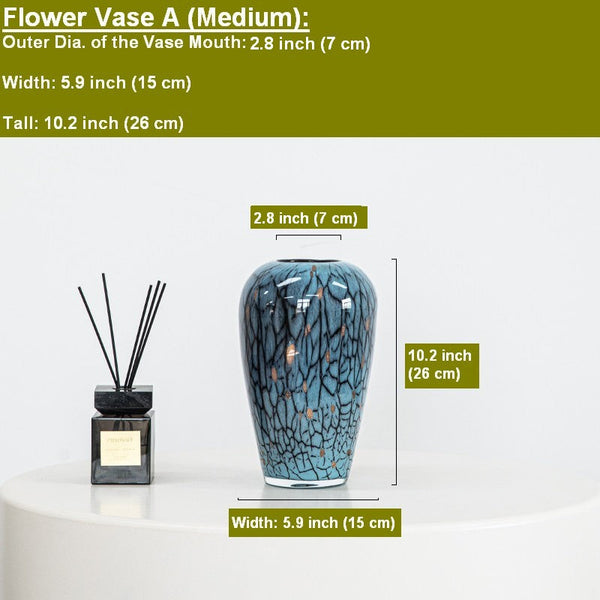 Glass Bud Vases, Bouquet Flower Vase, Colored Glaze Vase for Modern Home Decor, Handmade Liuli Vases, Centerpiece Vases on Table-Art Painting Canvas