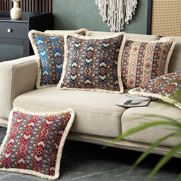 Decorative Throw Pillows for Bedroom, Bohemian Decorative Sofa Pillows for Living Room, Extra Large Modern Geometric Pillows, Oriental Throw Pillow for Couch-Art Painting Canvas