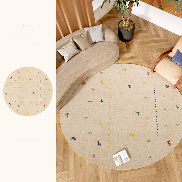 Geometric Modern Rug Ideas for Living Room, Circular Modern Rugs for Bathroom, Modern Rugs for Children's Room, Abstract Contemporary Round Rugs for Dining Room-Art Painting Canvas