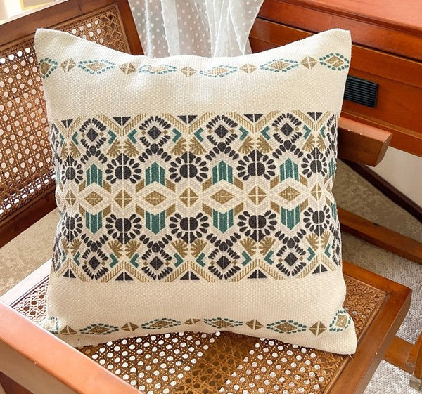 Geometric Modern Pillow Covers, Modern Square Pillows for Couch, Oriental Decorative Throw Pillows for Dining Room, Bohemian Decorative Sofa Pillows-Art Painting Canvas
