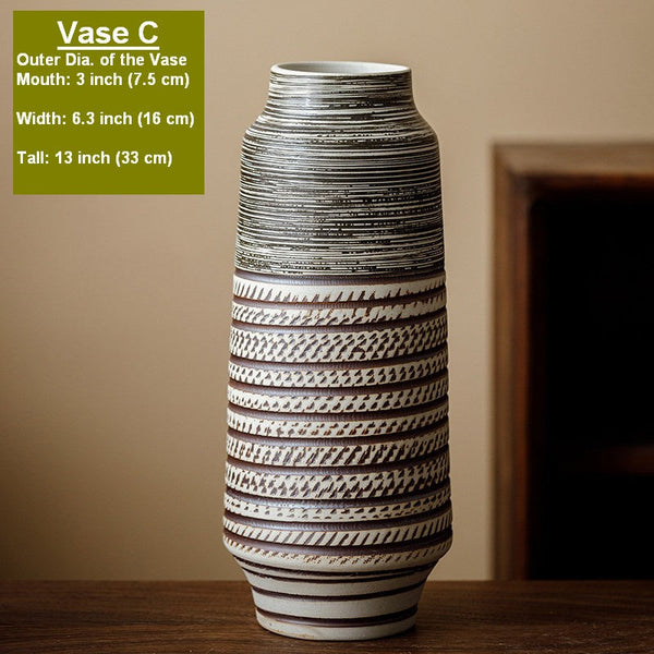 Modern Bouquet Flower Vases, Centerpiece on Dining Table, Handmade Pottery Flower Vases Urn, Water Holding Flower Vases, Large Flower Vase on Table-Art Painting Canvas