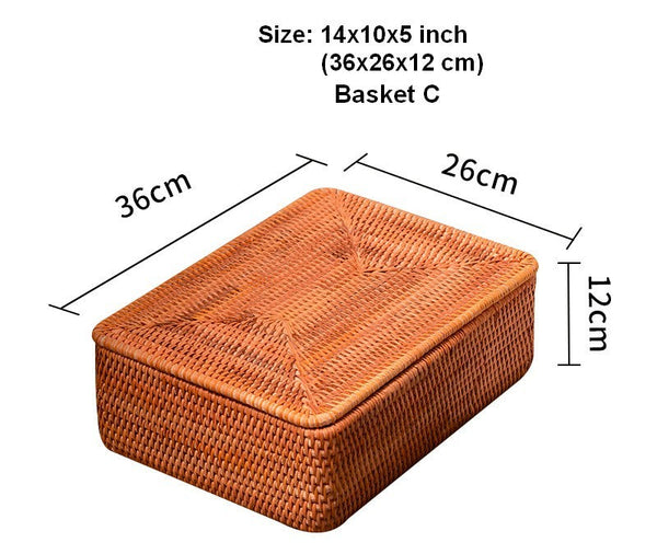 Extra Large Woven Rattan Storage Basket for Bedroom, Rattan Storage Baskets, Rectangular Woven Basket with Lid, Storage Baskets for Shelves-Art Painting Canvas