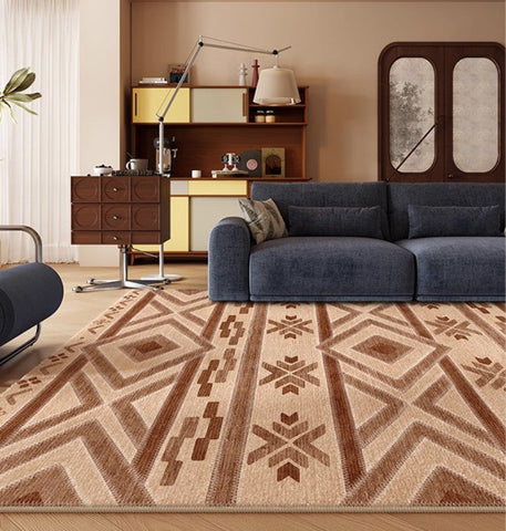 Mid Century Modern Rugs Next to Bed, Contemporary Rugs for Bedroom, Abstract Modern Carpets for Living Room, Modern Rugs for Dining Room-Art Painting Canvas