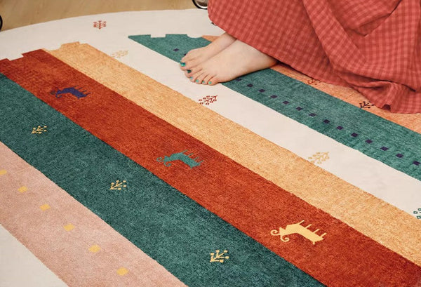 Modern Rugs for Children's Room, Geometric Modern Rug Ideas for Living Room, Circular Modern Rugs for Bathroom, Abstract Contemporary Round Rugs for Dining Room-Art Painting Canvas