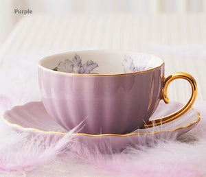 Beautiful British Tea Cups, Unique Afternoon Tea Cups and Saucers, Elegant Ceramic Coffee Cups, Royal Bone China Porcelain Tea Cup Set-Art Painting Canvas