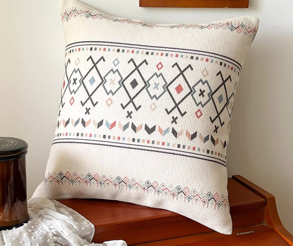 Decorative Throw Pillows for Dining Room, Bohemian Geometric Modern Pillows, Decorative Sofa Pillow Covers, Oriental Square Pillows for Couch-Art Painting Canvas