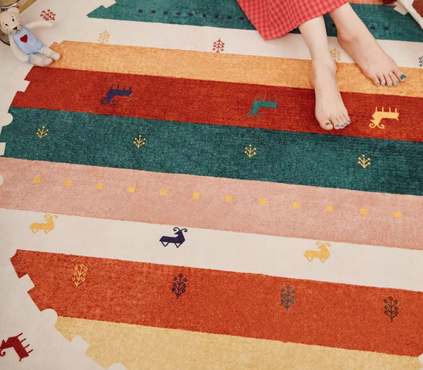 Modern Rugs for Children's Room, Geometric Modern Rug Ideas for Living Room, Circular Modern Rugs for Bathroom, Abstract Contemporary Round Rugs for Dining Room-Art Painting Canvas