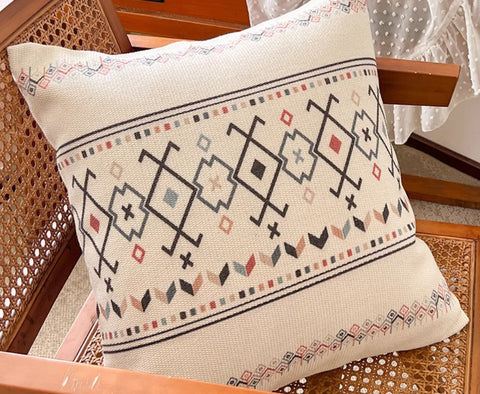 Decorative Throw Pillows for Dining Room, Bohemian Geometric Modern Pillows, Decorative Sofa Pillow Covers, Oriental Square Pillows for Couch-Art Painting Canvas