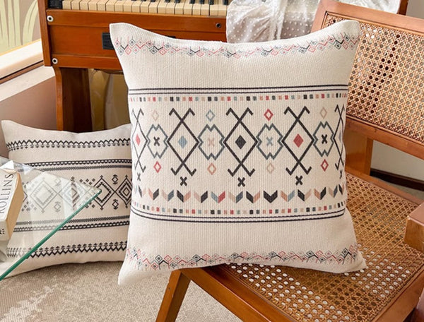 Decorative Throw Pillows for Dining Room, Bohemian Geometric Modern Pillows, Decorative Sofa Pillow Covers, Oriental Square Pillows for Couch-Art Painting Canvas