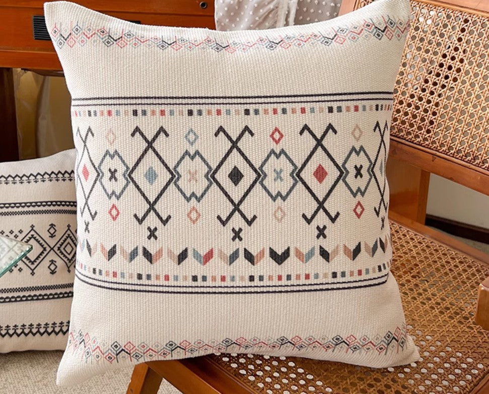 Decorative Throw Pillows for Dining Room, Bohemian Geometric Modern Pillows, Decorative Sofa Pillow Covers, Oriental Square Pillows for Couch-Art Painting Canvas