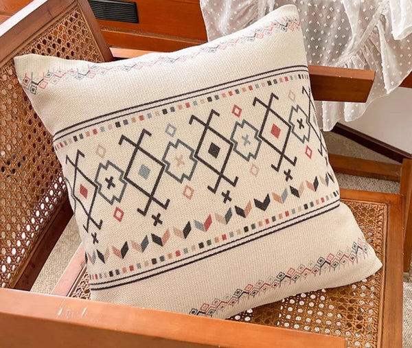 Decorative Throw Pillows for Dining Room, Bohemian Geometric Modern Pillows, Decorative Sofa Pillow Covers, Oriental Square Pillows for Couch-Art Painting Canvas