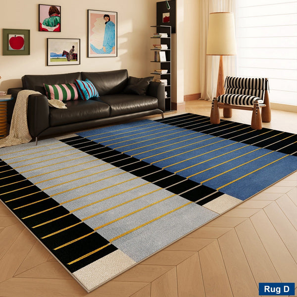 Living Room Rug Ideas, Mid Century Modern Rugs, Bedroom Modern Floor Carpet, Blue Modern Rug Designs, Contemporary Modern Rugs for Dining Room-Art Painting Canvas